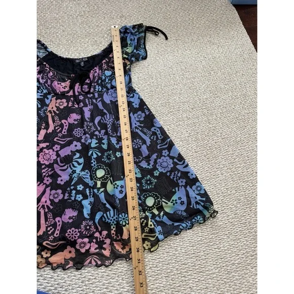 Current Mood Y2K Dress Goth Festival Baby Doll Psychedelic Mushrooms M - Picture 9 of 9